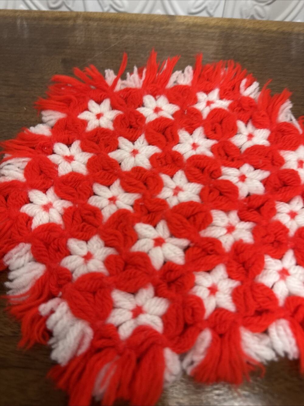 VTG 70’s Crocheted Reversible Hot Pad Trivet